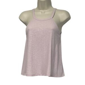 Freshman women's Halter Neckline Ribed Swing Tank Top, Lilac Snow, Sz. S